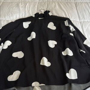 Studio park black and White Heart Print Blouse limited edition
